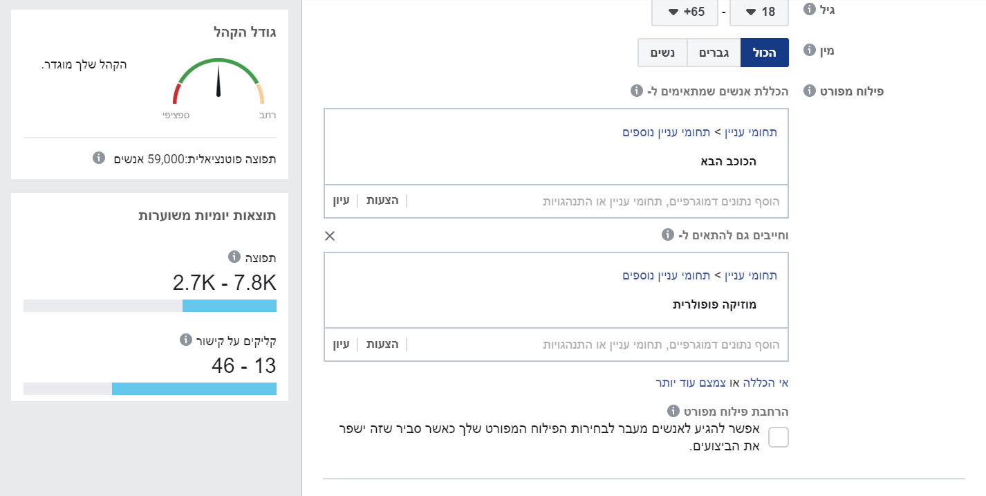 פילוח קהל יעד בהקמת קמפיין בפייסבוק
