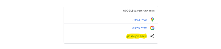 שיתוף הדף העסקי בגוגל